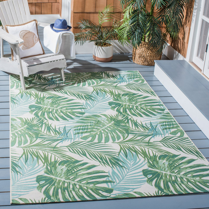Bayou Breeze Ivanna Power Loom Green / Teal Indoor/Outdoor Rug